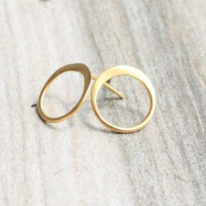 Gold And Silver Circle Stud Earrings - Tejaani Jeweller