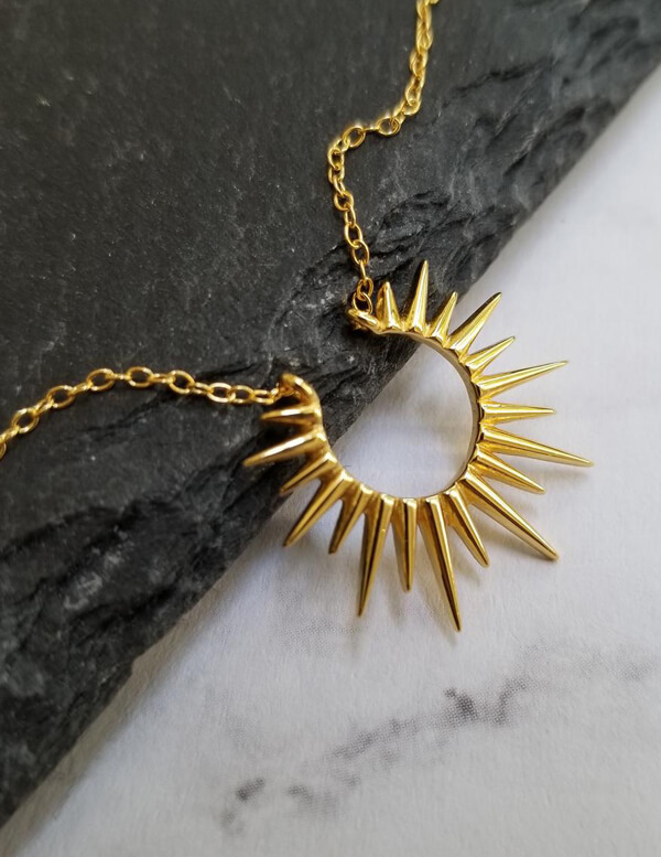 Gold And Silver Sun Rays Pendant - Tejaani Jeweller