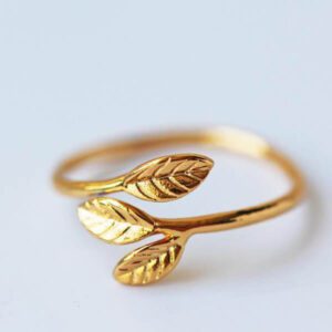 Gold Olive Leaf Ring - Tejaani Jeweller