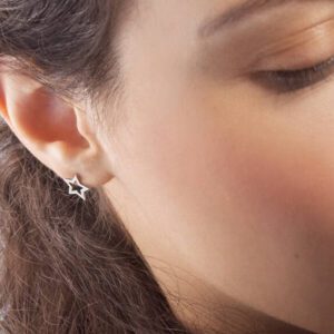 Buy Silver and Gold Small Star Stud Earrings - Tejaani Jeweller