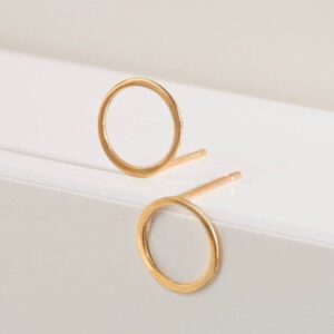 Gold And Silver Open Circle Stud Earrings - Tejaani Jeweller